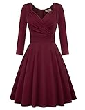 GRACE KARIN Retro Kleid Damen 50s Kleider Knielang v Ausschnitt Kleid Petticoat Kleid...