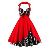 IWEMEK Damen Halter Vintage 1950er Rockabilly Retro Kleider Elegantes 50er Pinup...