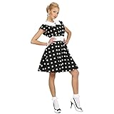 Amakando Rockabilly Damenkostüm schwarz-Weiss gepunktet 50er Jahre Petticoat Kleid M...