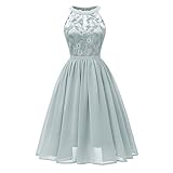 TWIFER Damen Vintage Prinzessin Blumenspitze Cocktail Neckholder Party A-Linie Swing...