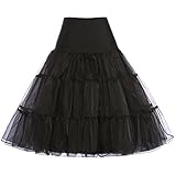 GRACE KARIN Unterrock Damen schwarz Reifrock a Linie Petticoat für Rockabilly Kleid,...